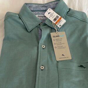 Tommy Bahama Men's Light Mint Green Short Sleeve Button-Down Shirt